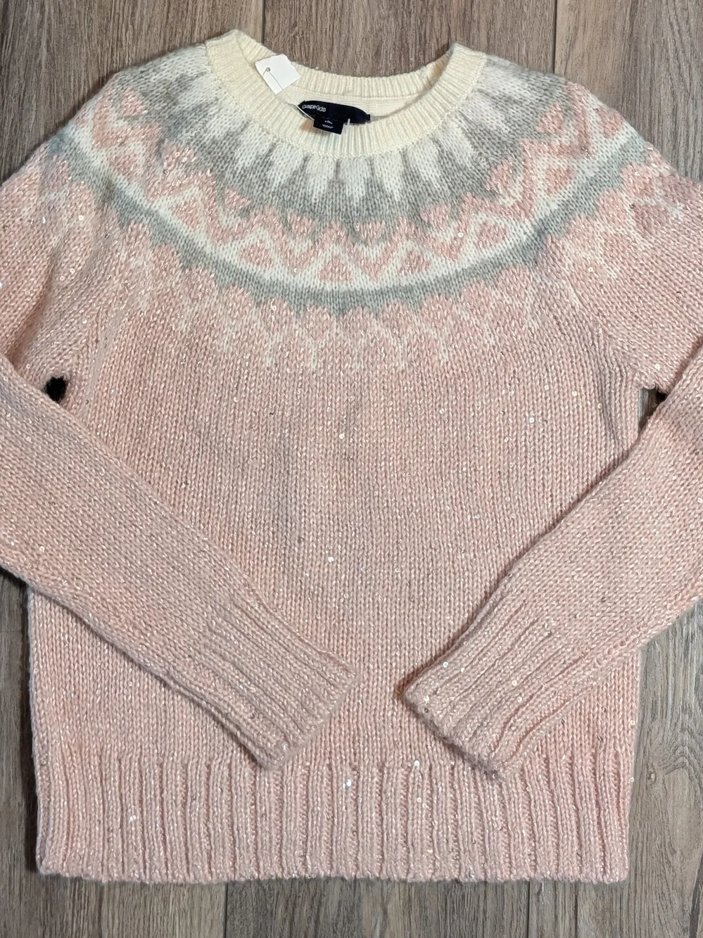 GAP Pink Crewneck Sweater with Cream & Gray - Brand New